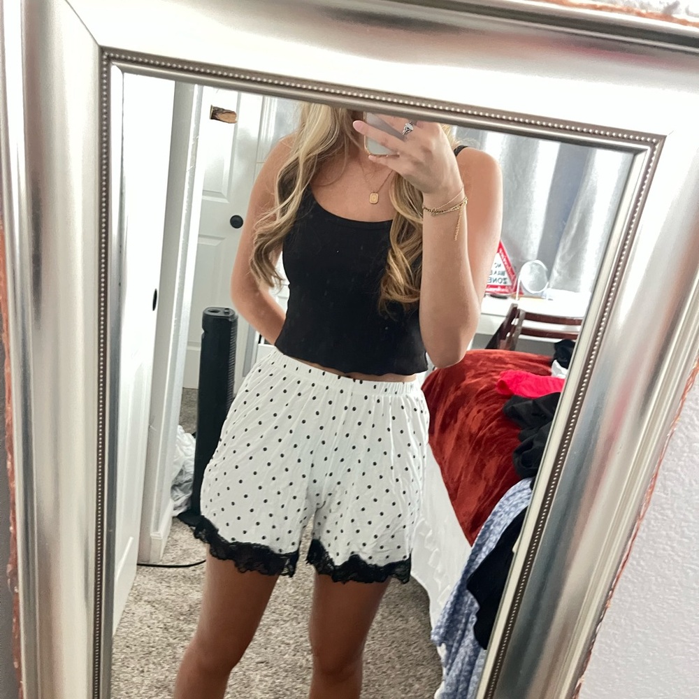 Aerie Black and White Polka Dot High Waist Shorts